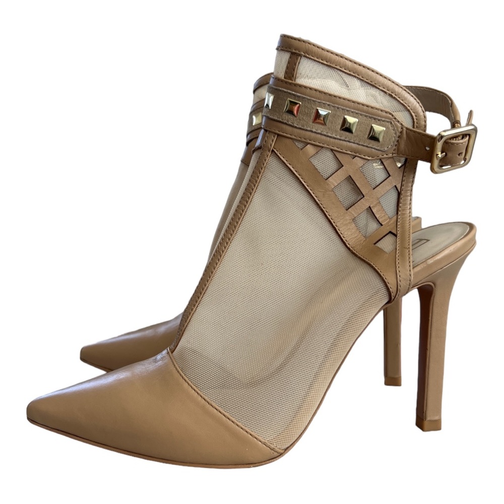 Alepel Mesh Detail Women’s Pump Size 6 Champagne/Gold Stilleto - Picture 1 of 8